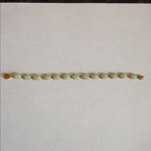 Gold Link Bracelet with Light Green Stones